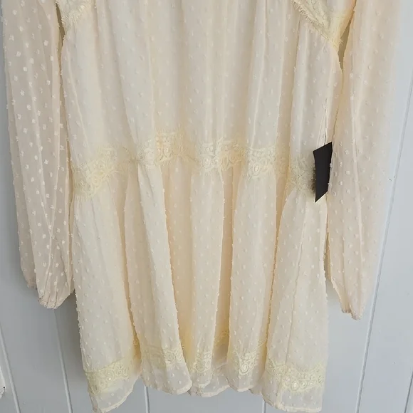 Wistful Moment Ivory Swiss Dot Long Sleeve Dress Size L - Picture 5 of 16